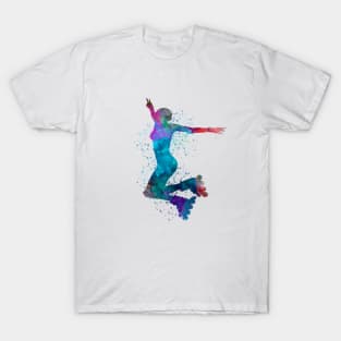 Woman in roller skates in watercolor T-Shirt